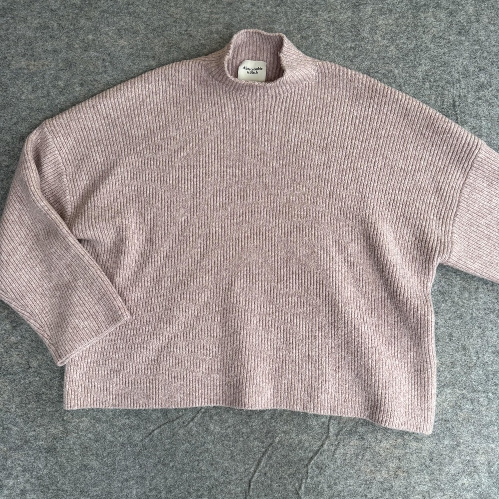 Abercrombie‎ & Fitch Sweater Womens XL Pink Ribbed Mock Neck Pullover Cozy